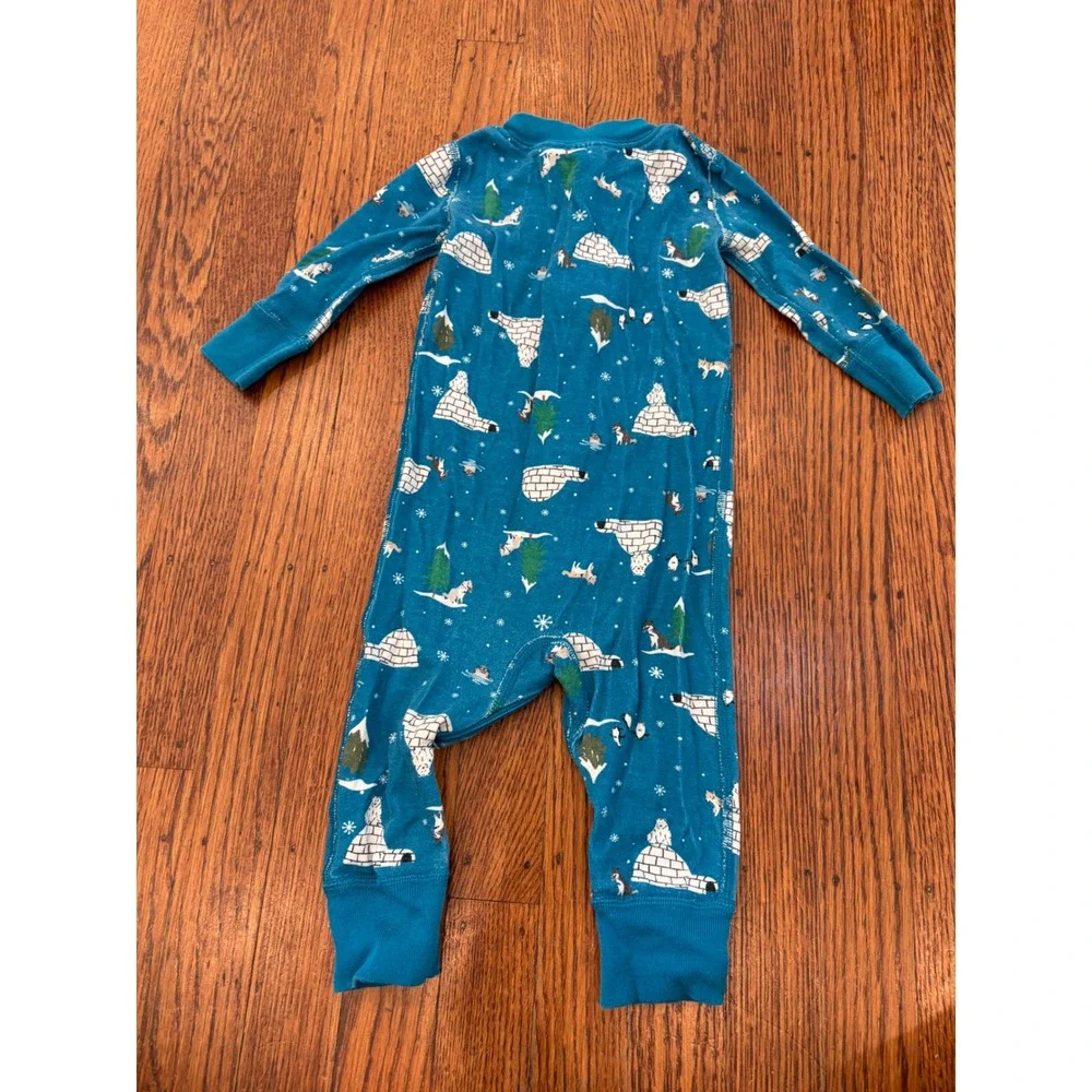 Hanna Andersson Arctic Igloo Polar Bear Organic Cotton Sleeper Blue 9-12 Months